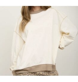 Blu pepper Exposed Seam Contrast Oatmeal Sweatshirt