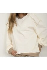 Blu pepper Exposed Seam Contrast Oatmeal Sweatshirt