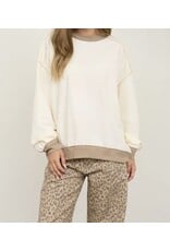 Blu pepper Exposed Seam Contrast Oatmeal Sweatshirt