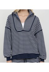 Blu pepper Navy Half Zip Stripe Contrast L/S Top