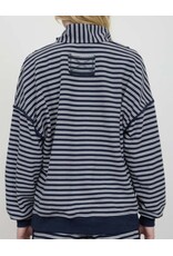 Blu pepper Navy Half Zip Stripe Contrast L/S Top