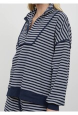 Blu pepper Navy Half Zip Stripe Contrast L/S Top