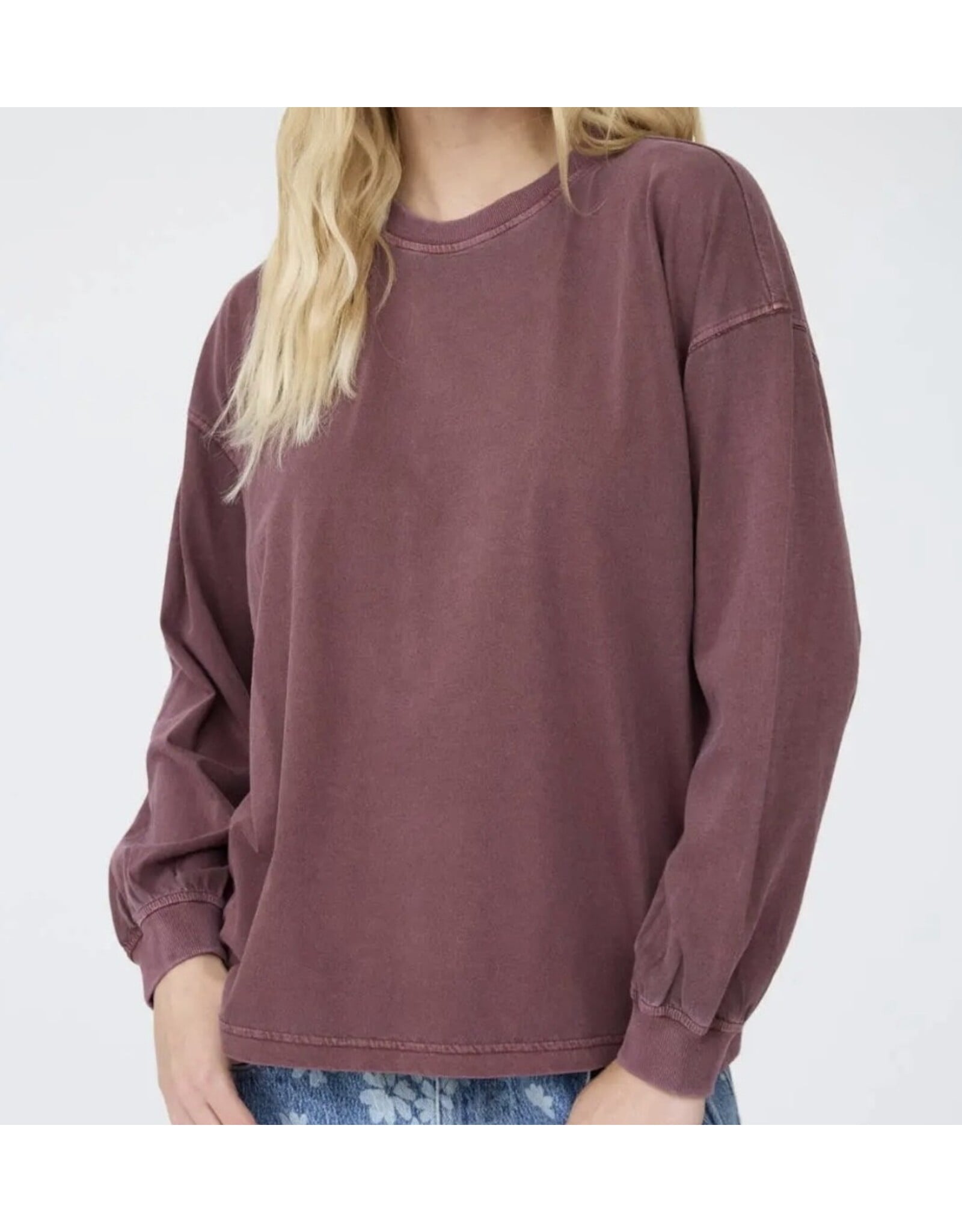 Blu pepper Washed Crew Neck L/S Knit