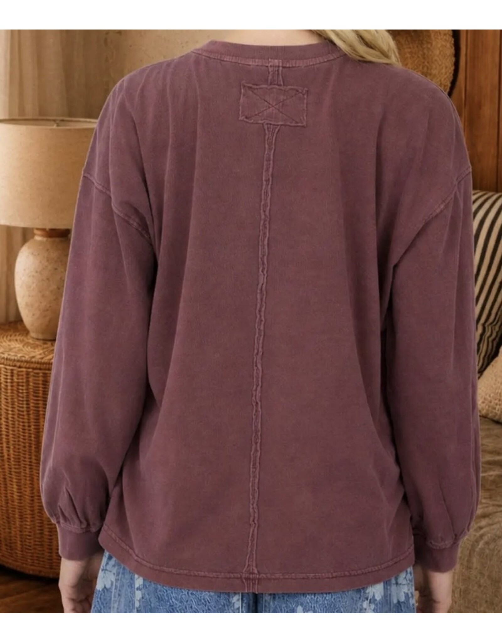 Blu pepper Washed Crew Neck L/S Knit
