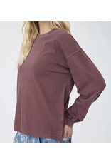 Blu pepper Washed Crew Neck L/S Knit