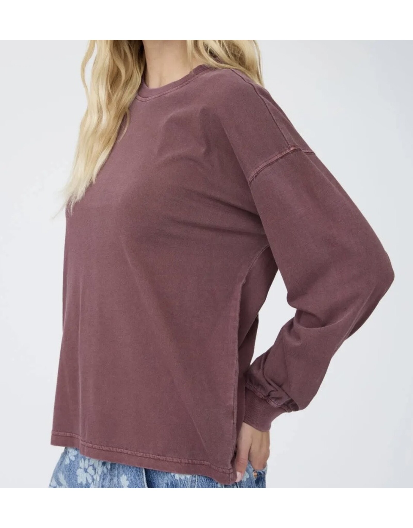 Blu pepper Washed Crew Neck L/S Knit