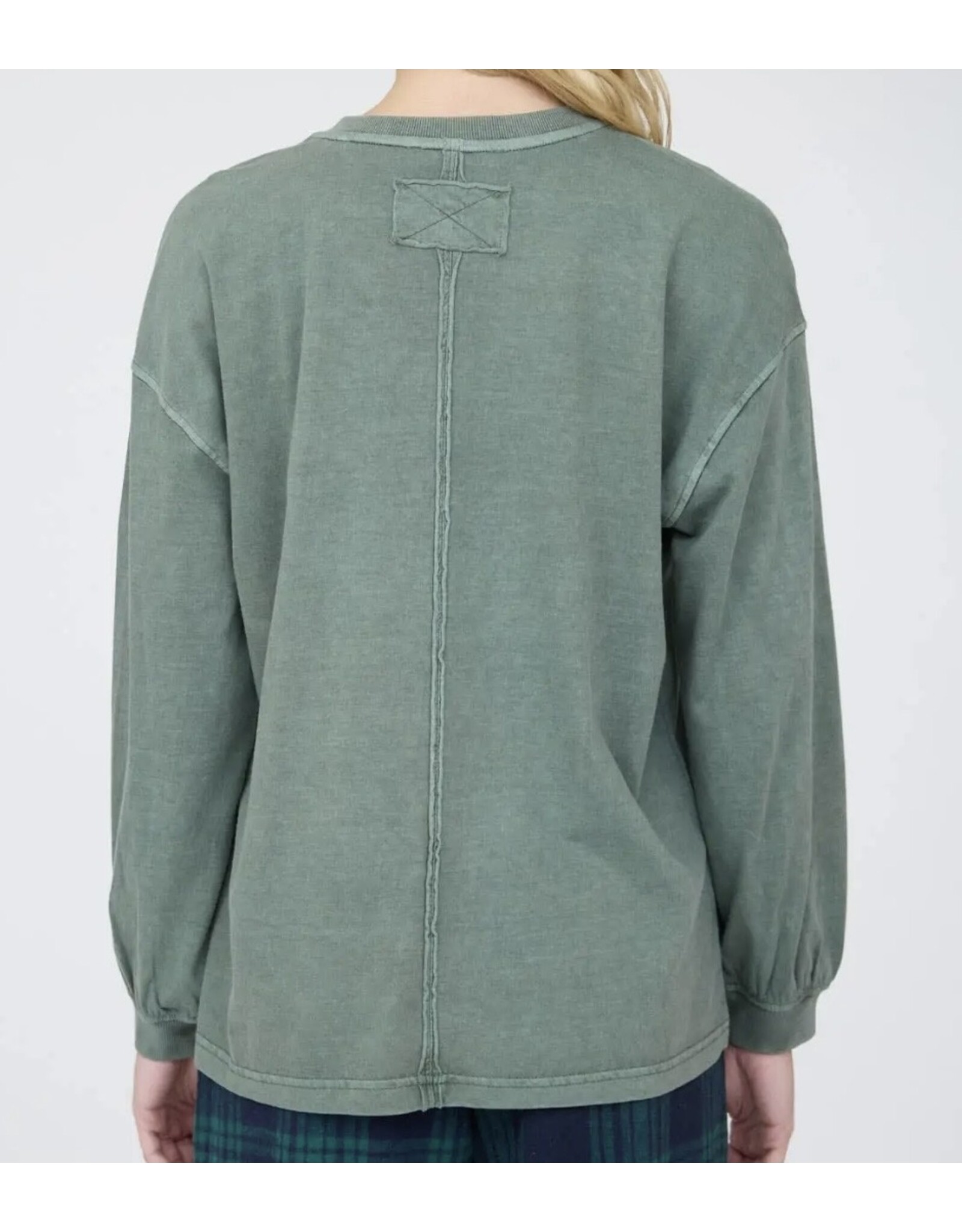 Blu pepper Washed Crew Neck L/S Knit