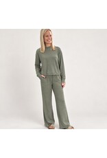 Olive tie waist pants w/ merrow bottom