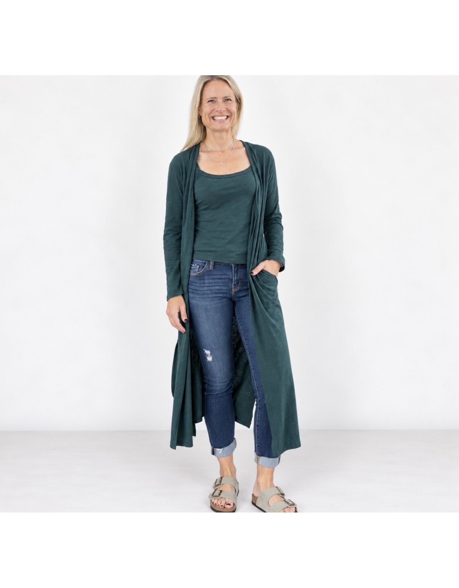 Hunter Green slub duster w/ tank set