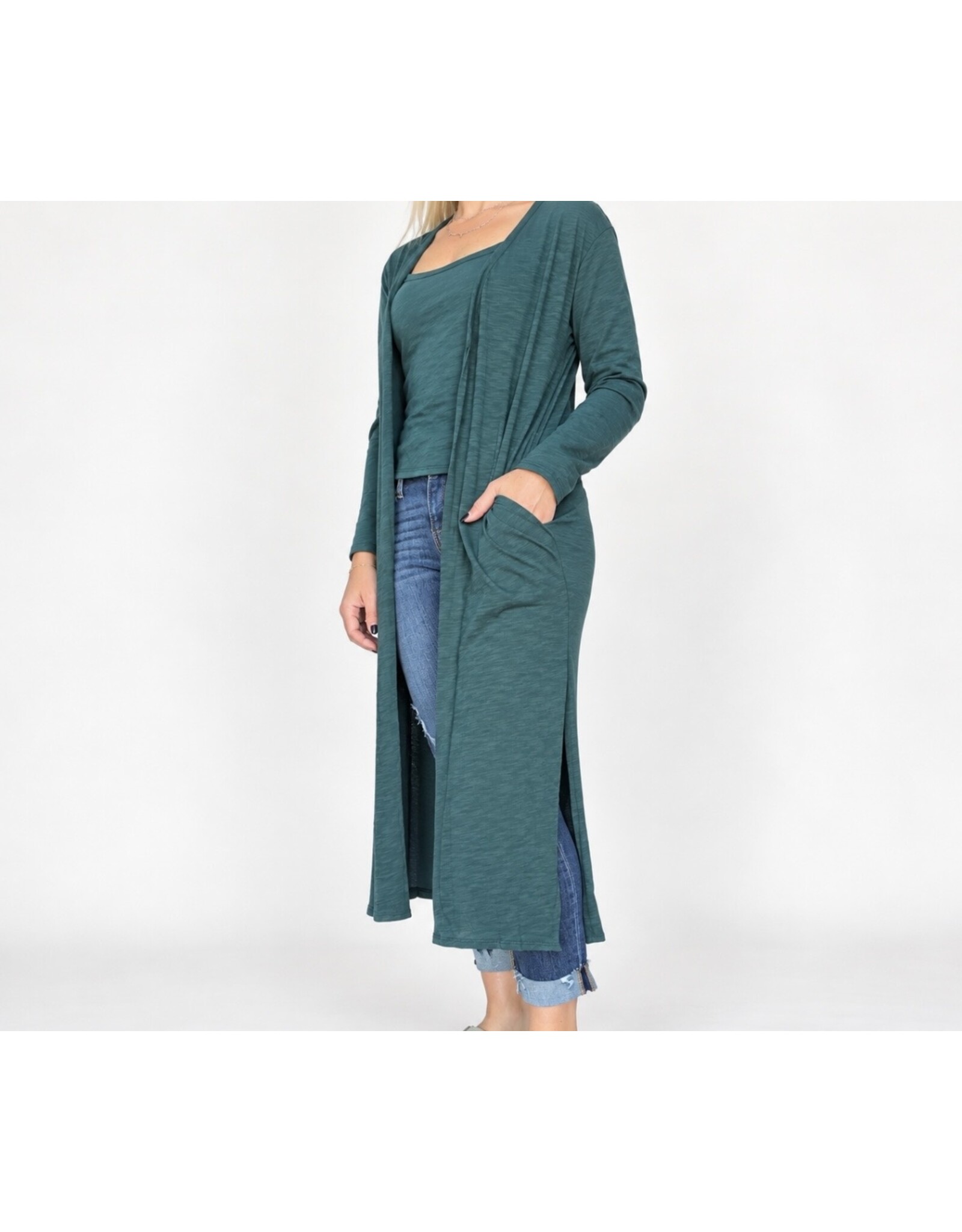 Hunter Green slub duster w/ tank set