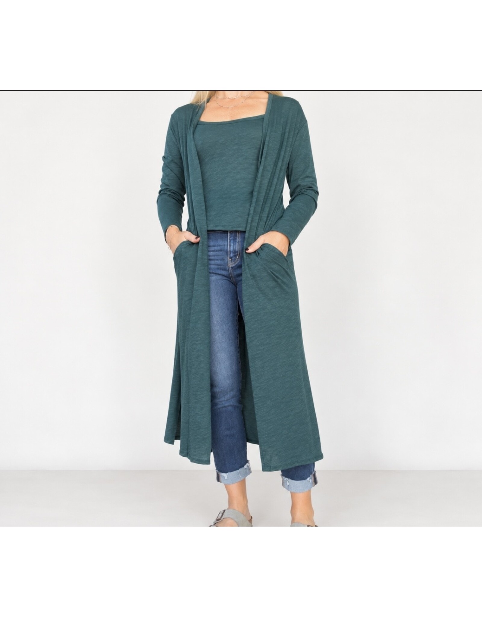 Hunter Green slub duster w/ tank set
