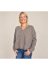 V neck side slit sweater