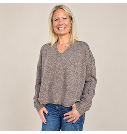 V neck side slit sweater