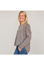 V neck side slit sweater