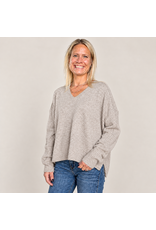 V neck side slit sweater