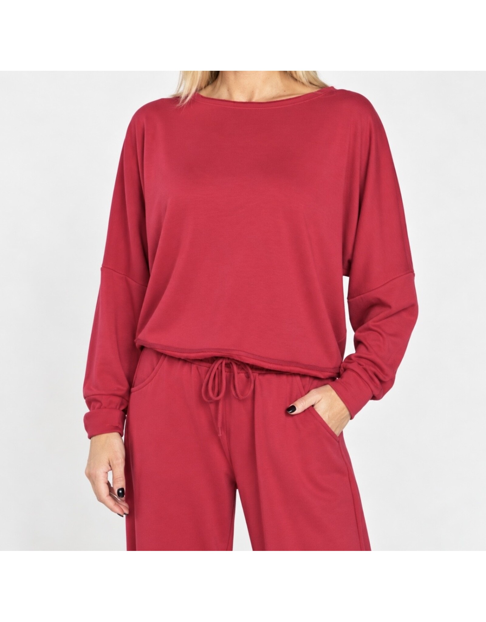 Terry boatneck dolman l/s top