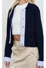 Blu pepper Contrast trim knit cardigan
