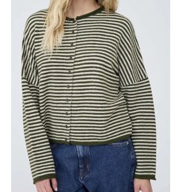 Blu pepper Green stripe drop shoulder cardigan