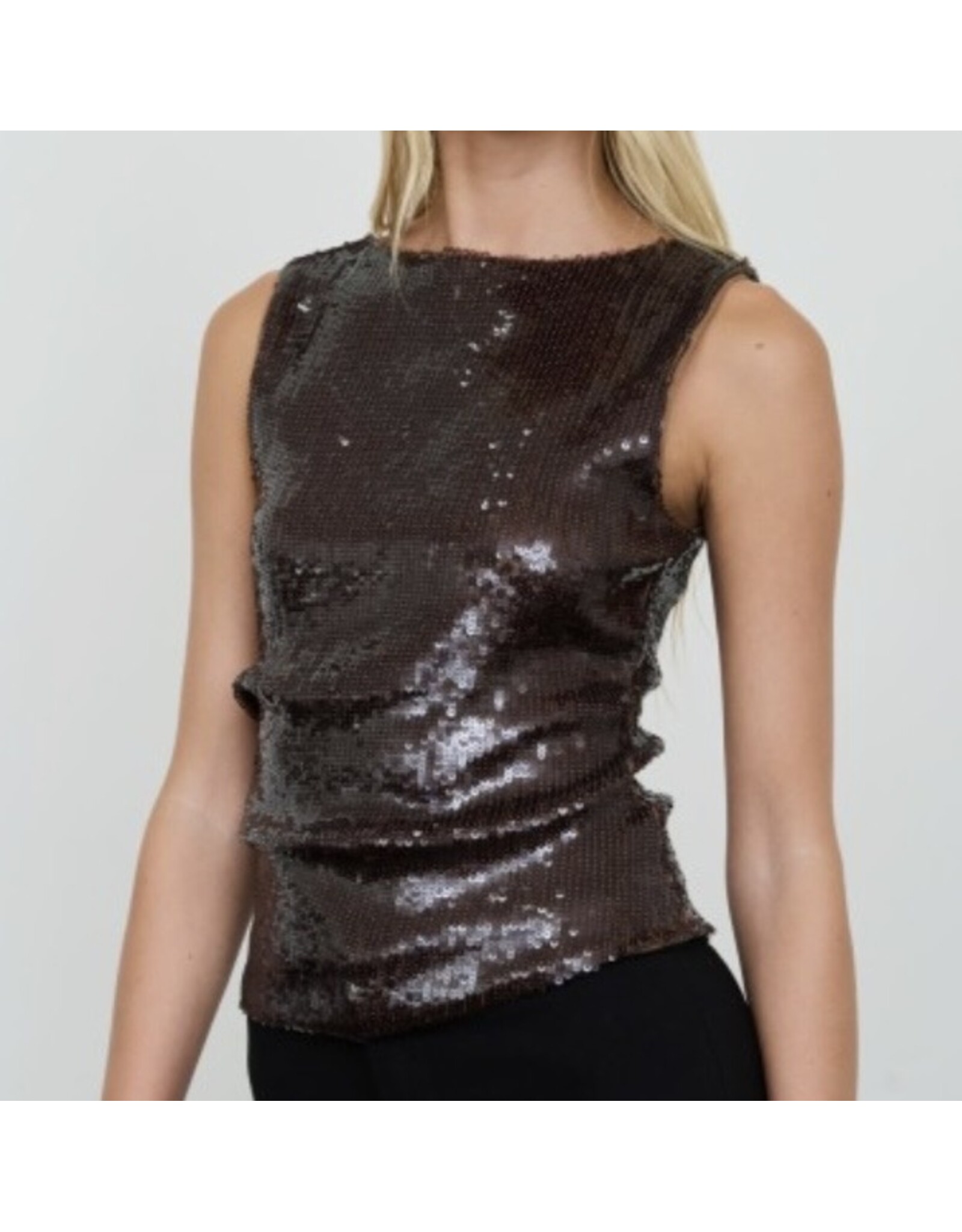 Blu pepper Sequin boat neck sleeveless tank