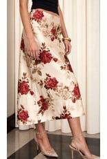 Blu pepper Floral satin midi skirt