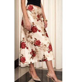 Blu pepper Floral satin midi skirt