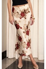 Blu pepper Floral satin midi skirt