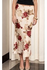 Blu pepper Floral satin midi skirt