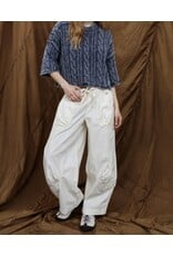 JOA Washed 3/4 Slv Turtleneck Cable Knit Pullover
