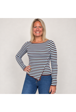 Blu pepper Diagonal stripe snap sweater