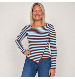 Blu pepper Diagonal stripe snap sweater