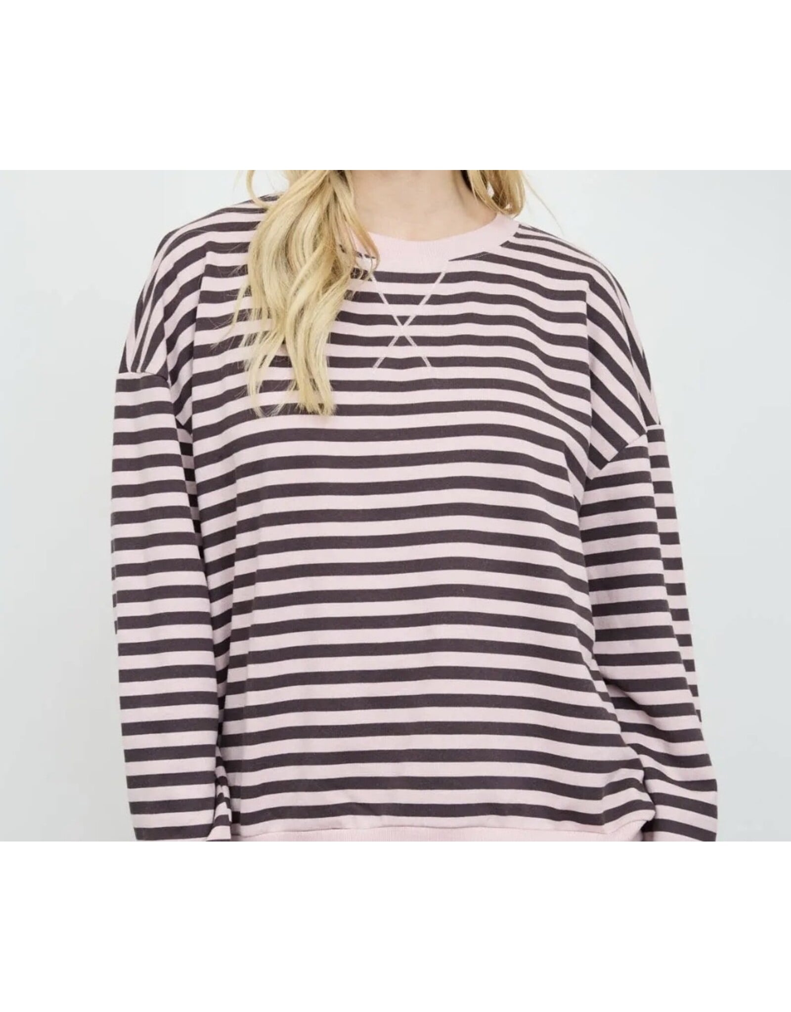 Blu pepper Dusty Pink Stripe Sweatshirt