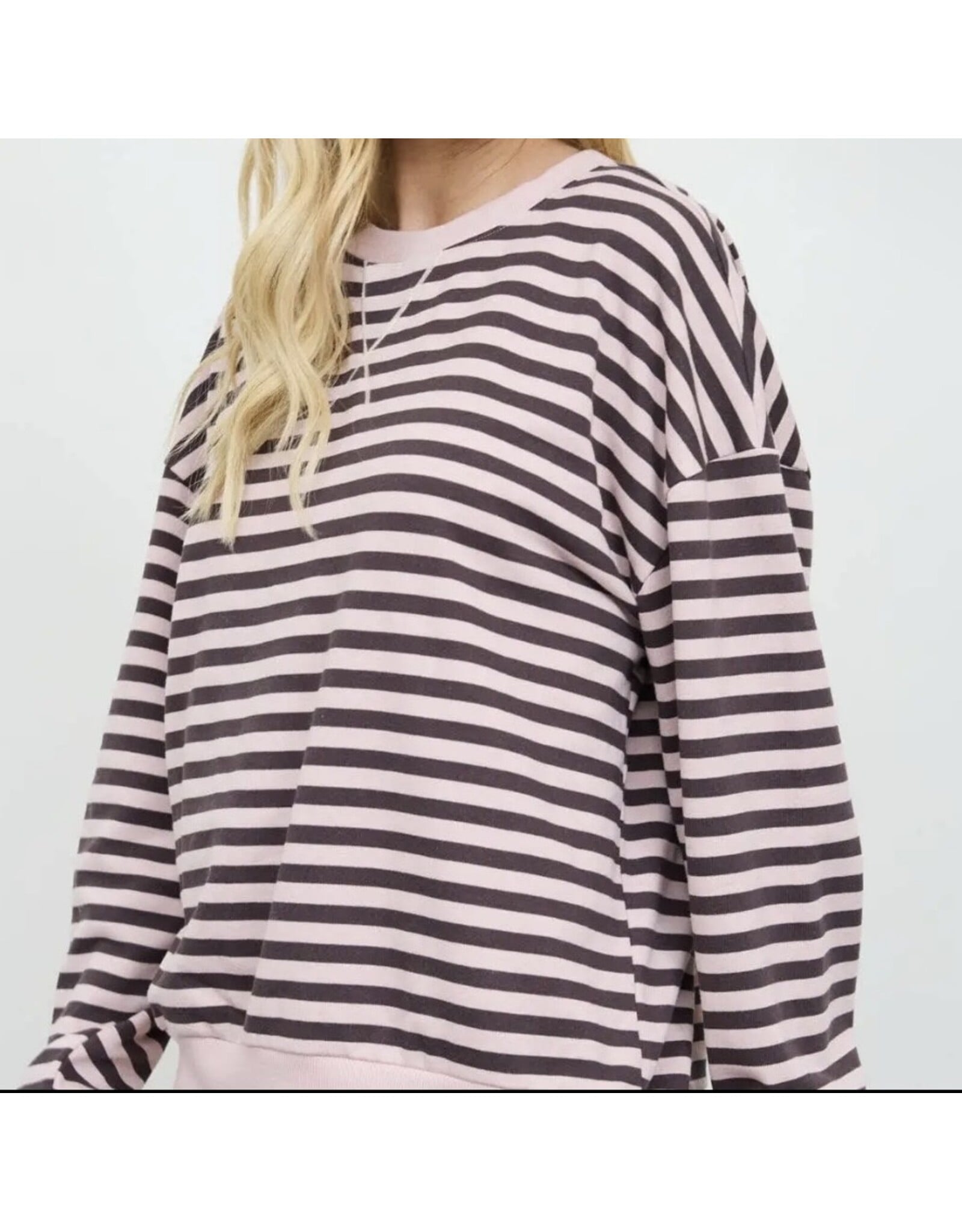 Blu pepper Dusty Pink Stripe Sweatshirt
