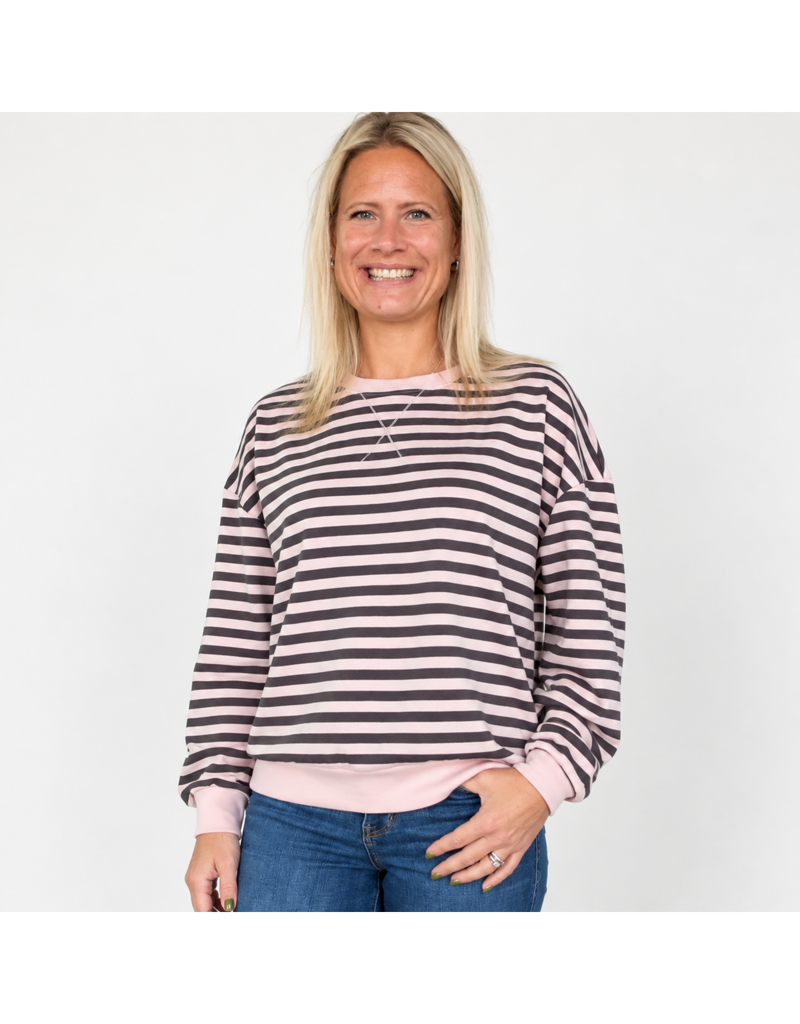 Blu pepper Dusty Pink Stripe Sweatshirt