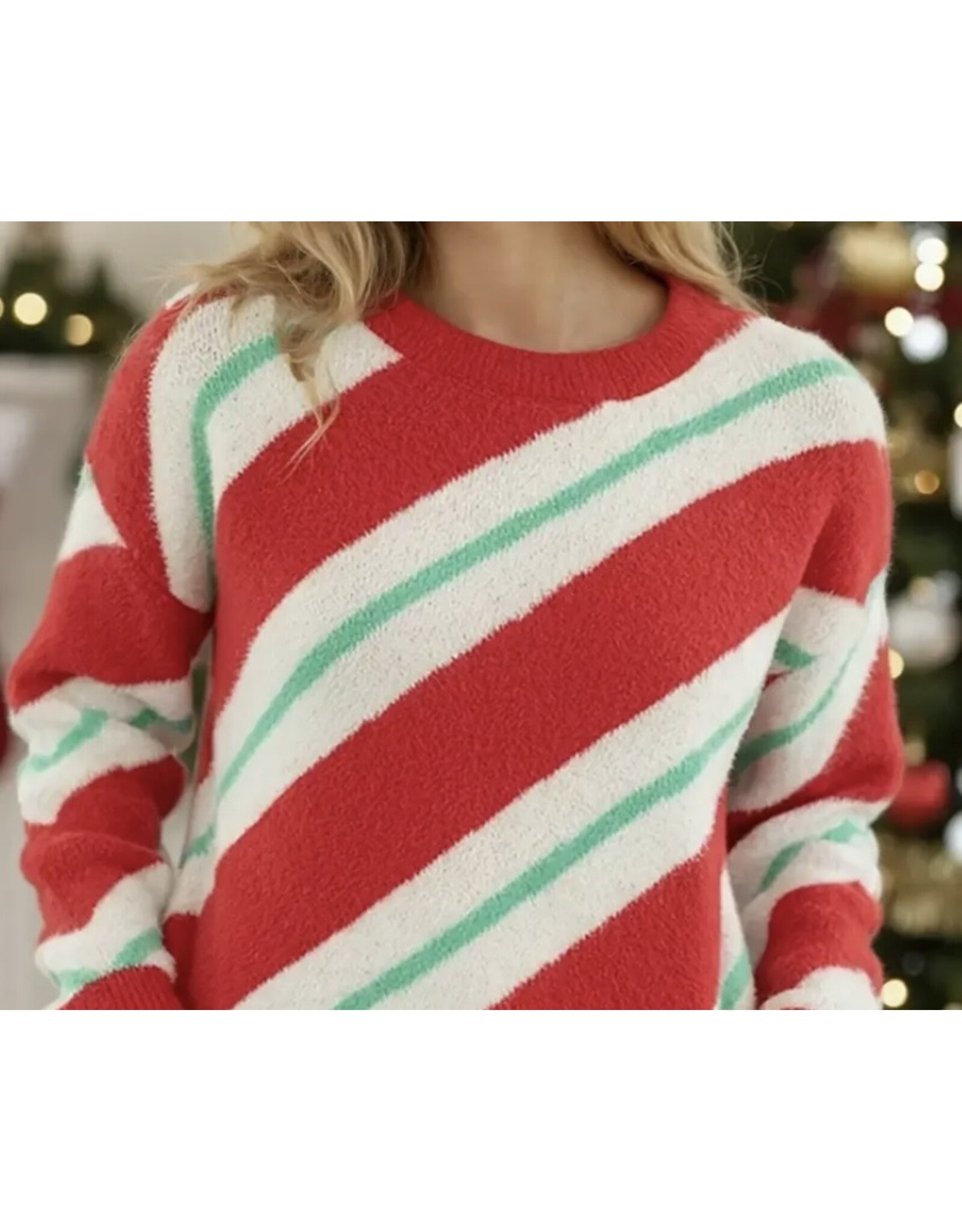 Miss sparkling Fuzzy Candy Cane Sweater *promo*