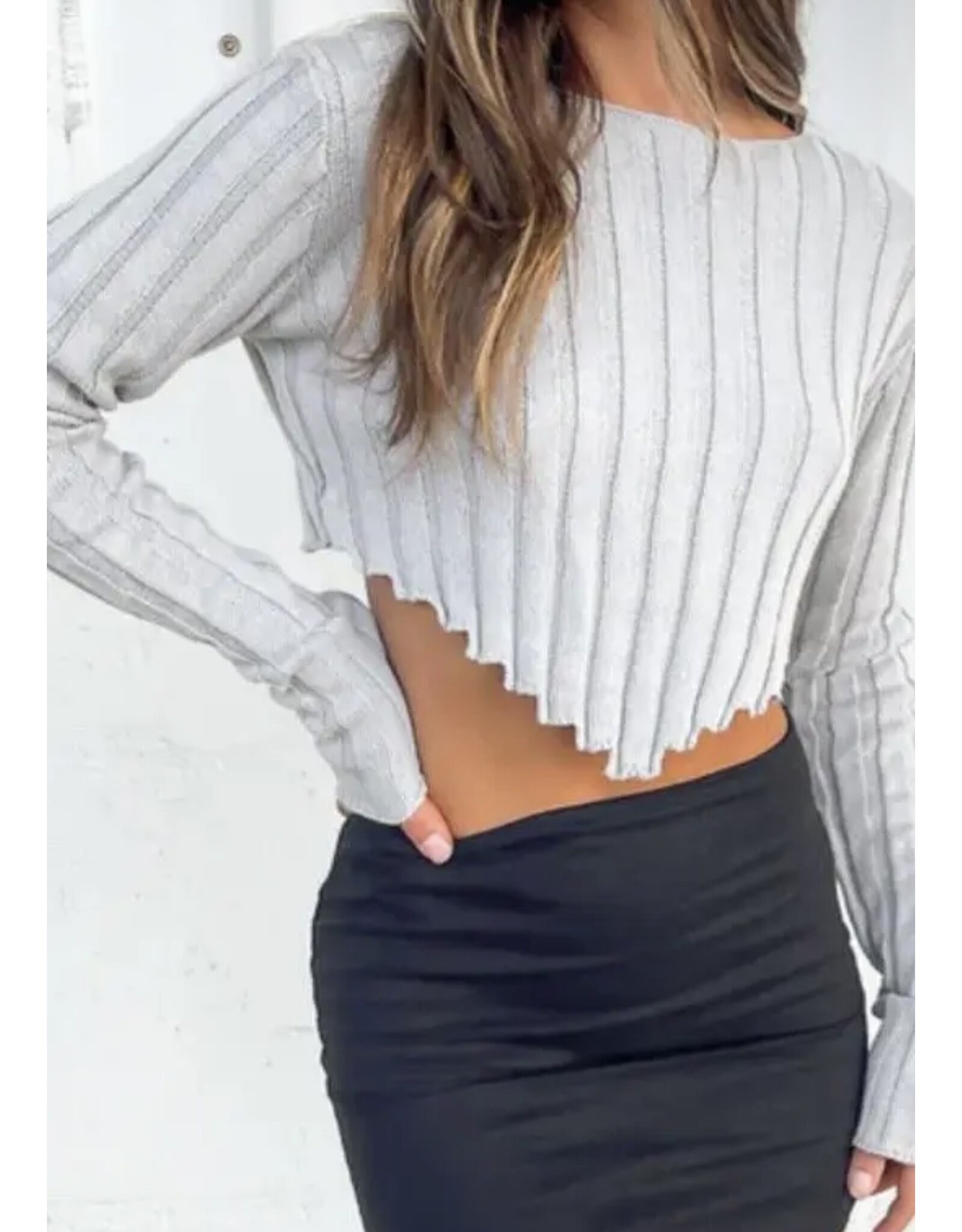 Miss sparkling Crop ribbed sweater
