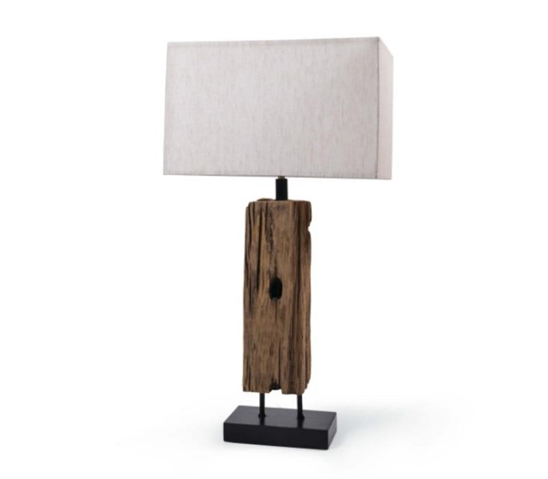 Reclaimed Wood Table Lamp Sanctuary, Gray Distressed Wood Table Lamp