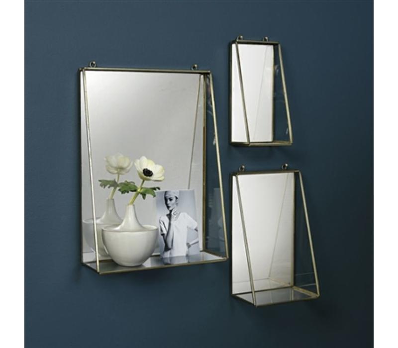 Monroe Mirror With Shelf In Brass Large