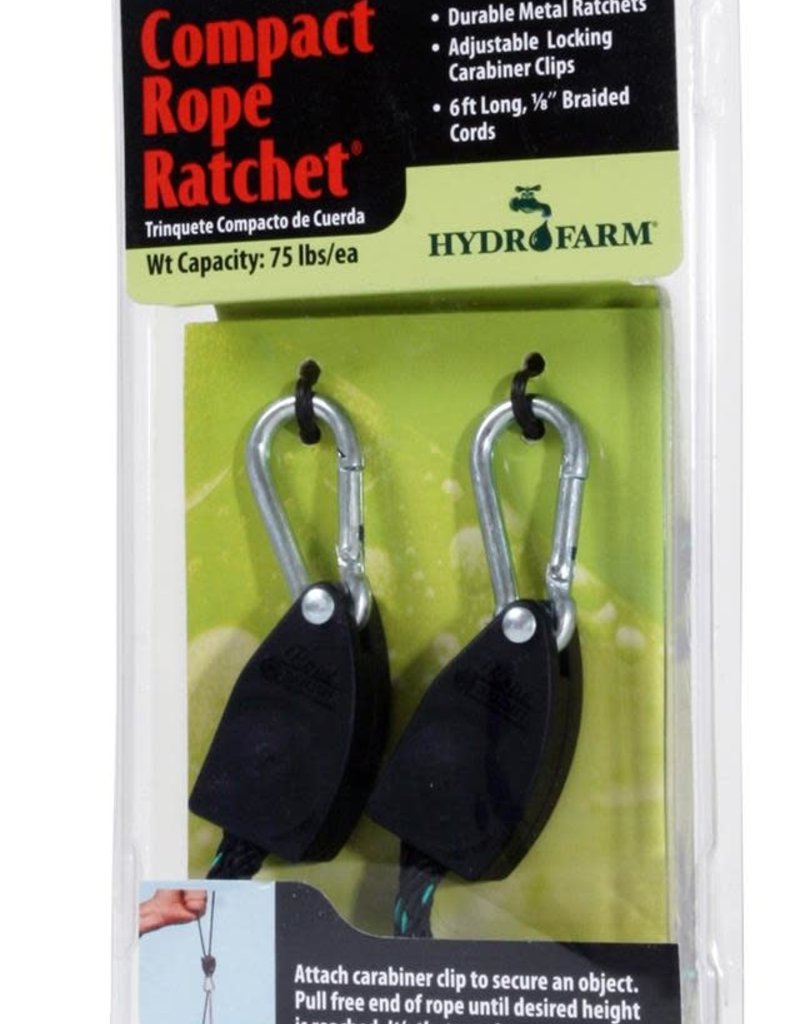 Hydrofarm 1/8" Rope Ratchet light Riser - 2 per pack