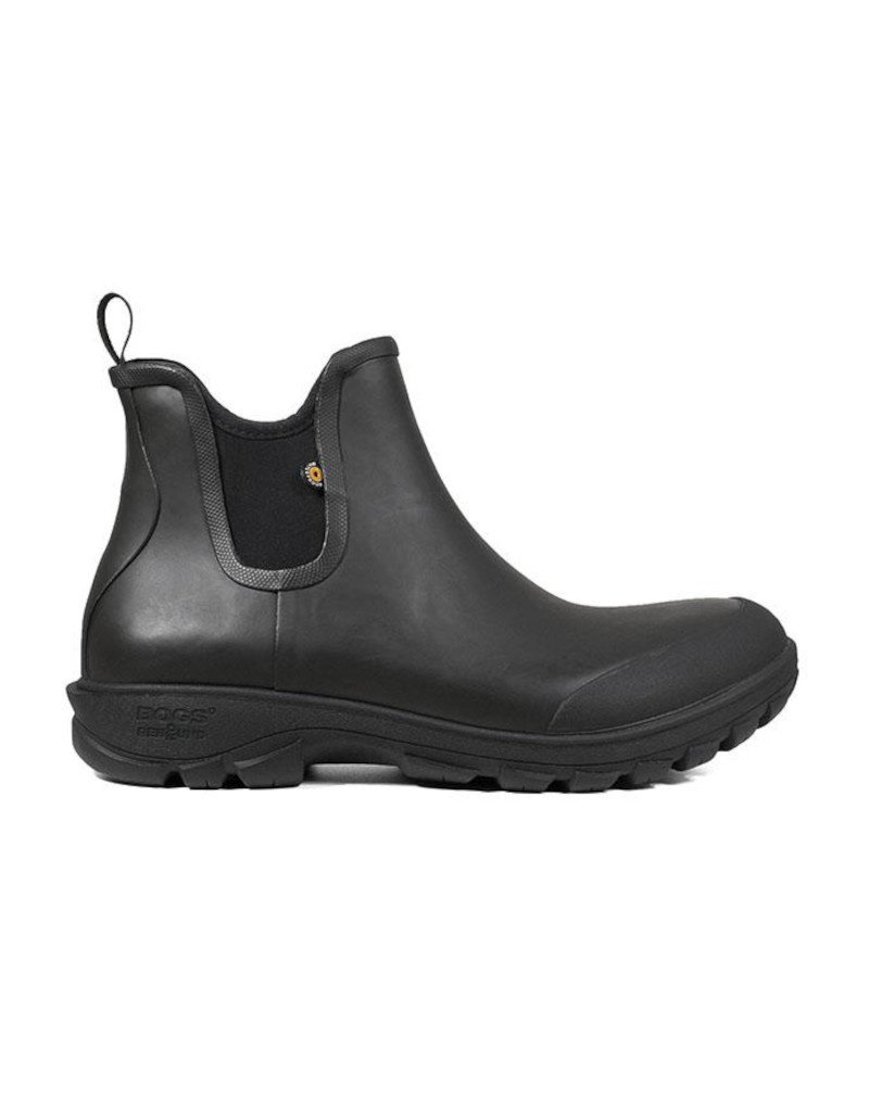 black leather slip on boots