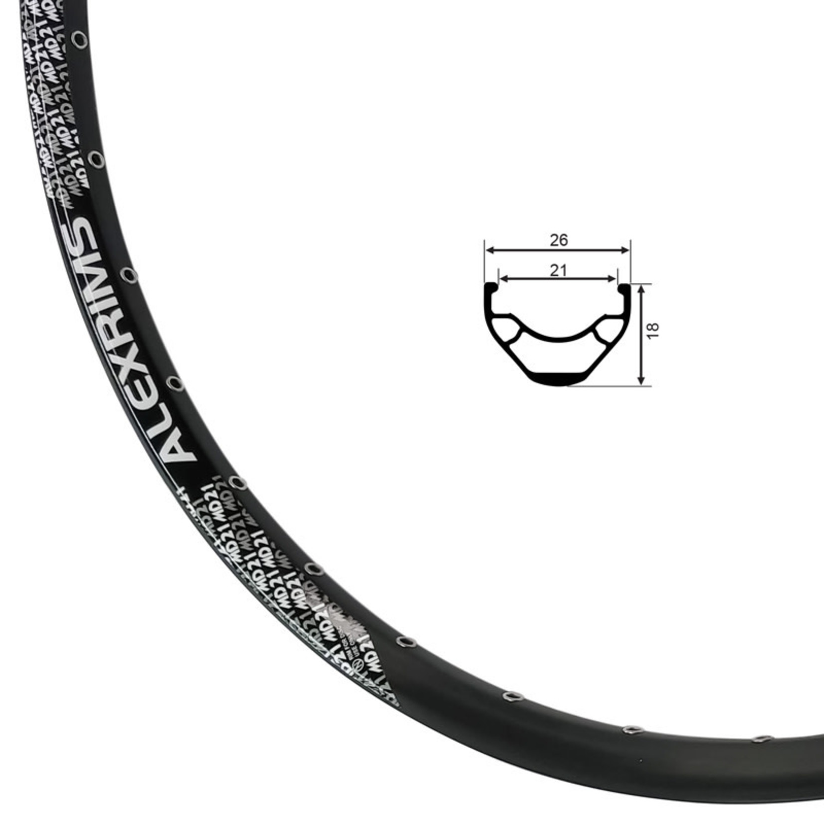 Alex, MD21, Rim, 27.5", Black, 36T