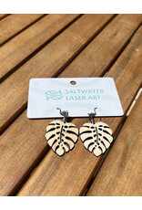 SALTWATER LASER ART EARRINGS MONSTERA LEAVE SALTWATER LASER ART