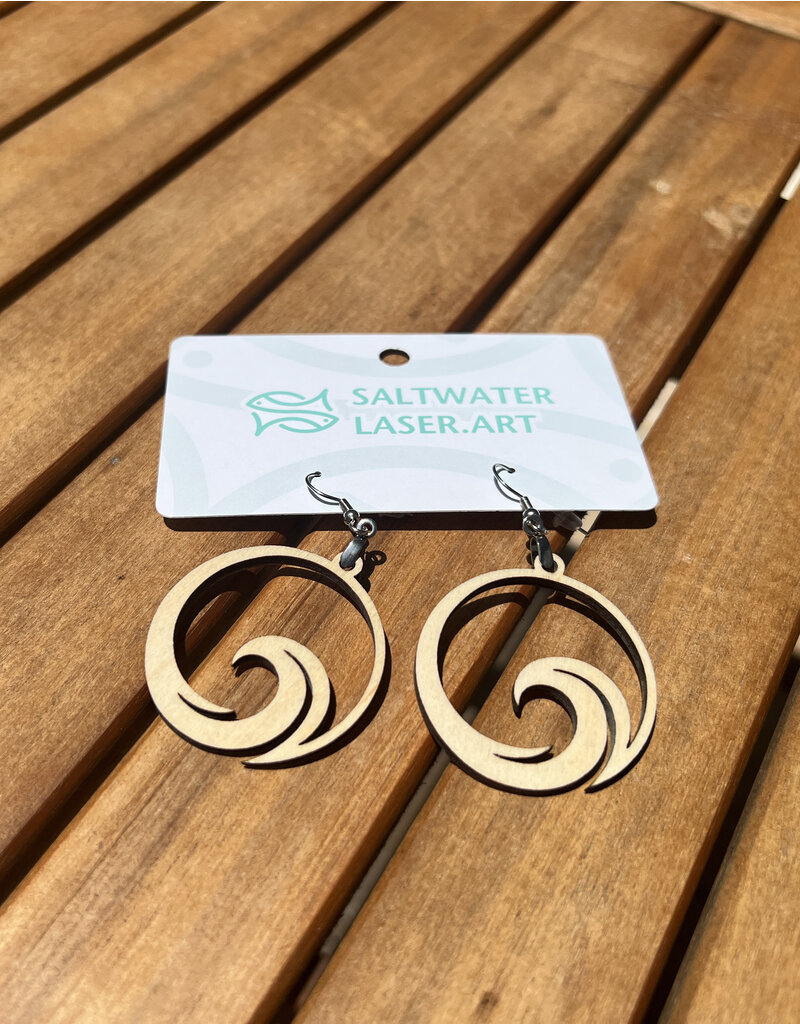 SALTWATER LASER ART EARRINGS WAVE SALTWATER LASTER ART