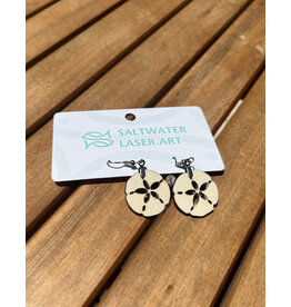 SALTWATER LASER ART EARRINGS  SAND DOLLAR SALTWATER LASER ART