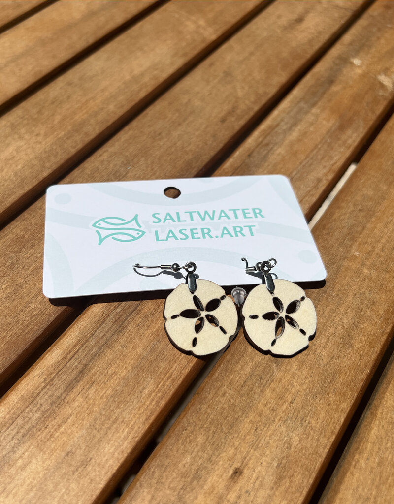 SALTWATER LASER ART EARRINGS  SAND DOLLAR SALTWATER LASER ART