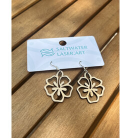 SALTWATER LASER ART EARRINGS HIBISCUS SALTWATER LASER ART