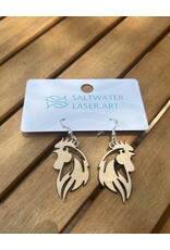 SALTWATER LASER ART EARRINGS KEY WEST ROOSTER SALTWATER LASER ART