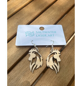 SALTWATER LASER ART EARRINGS KEY WEST ROOSTER SALTWATER LASER ART