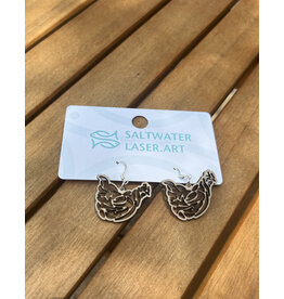 SALTWATER LASER ART EARRINGS KEY WEST CHICKEN SALTWATER LASER ART
