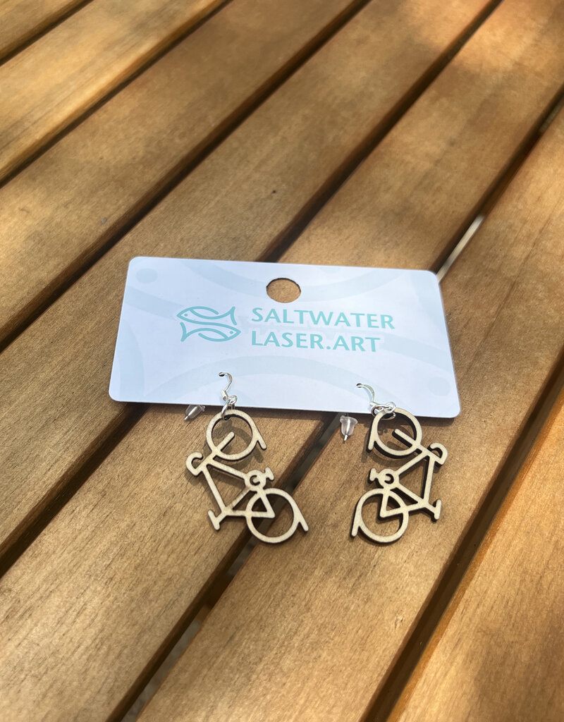 SALTWATER LASER ART EARRINGS BICYCLES SALTWATER LASTER ART