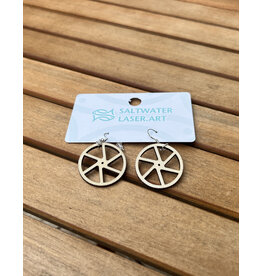 SALTWATER LASER ART EARRINGS BICYCLE WHEEL SALTWATER LASTER ART